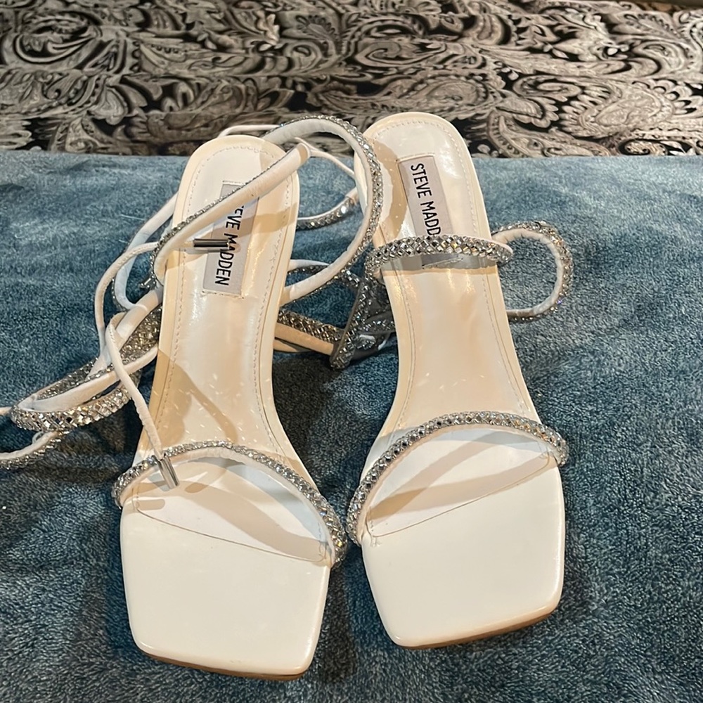 White rhinestone Steve Madden Heeled Sandal